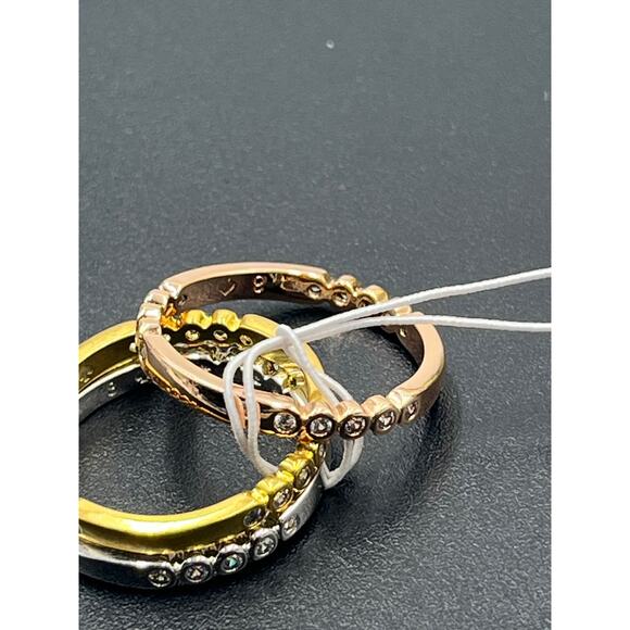 Kate Spade Full Circle Multi Metal Trio Crystal Stackable Band Ring Set 8 New - Picture 6 of 7